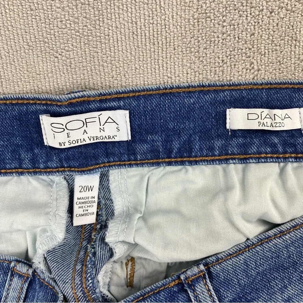Sofia Vergara-Super HighRise Jean Diana Palazzo 20W Blue  Wide Leg Y2K Plus Size